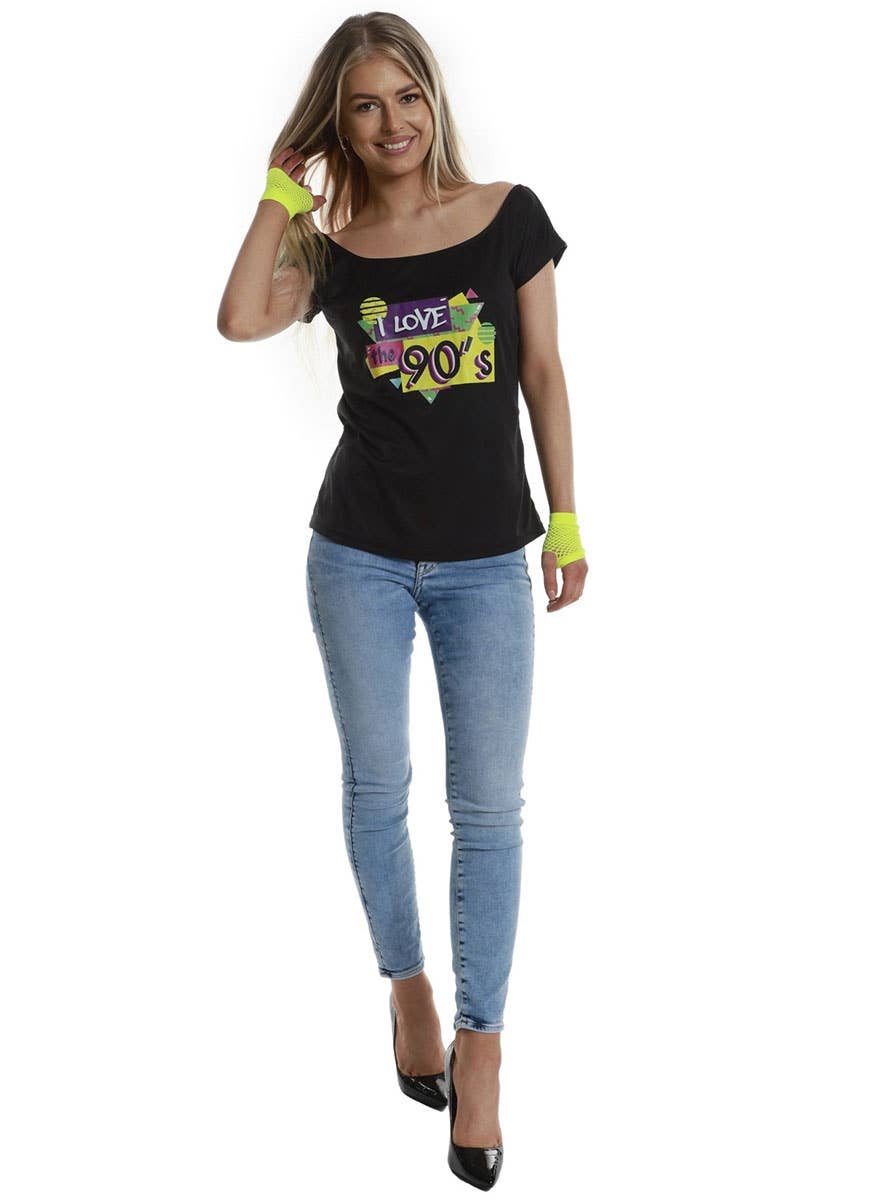 Image of I Love The 90s Women's Black Costume Shirt - Front Image