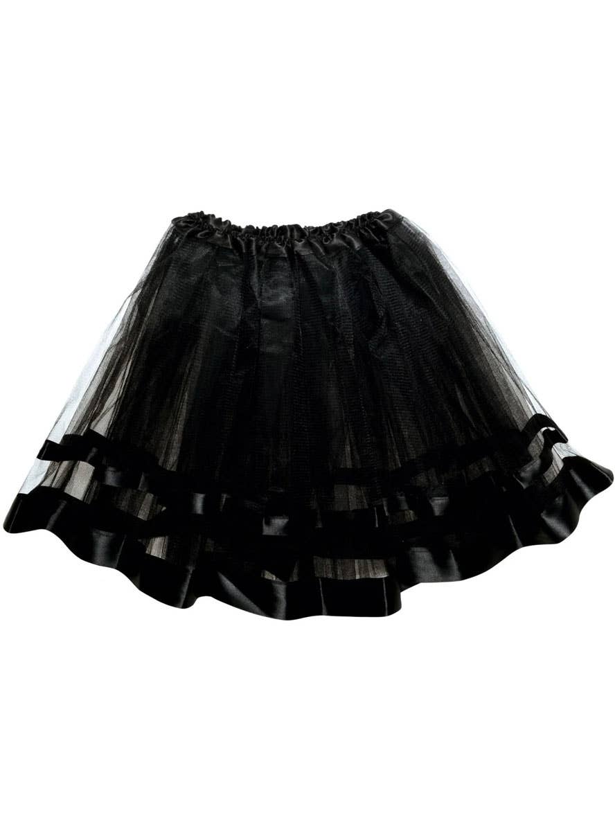 Image of Exquisite Black Tulle Womens Costume Tutu with Ribbon
