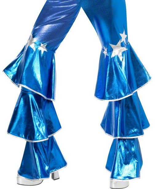 Metallic Blue Women's 70's Disco Costume Pant View