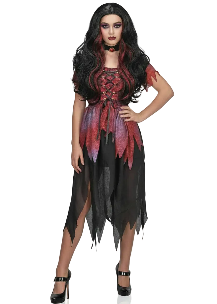 Women's Halloween Cinderellared and black costume - main image