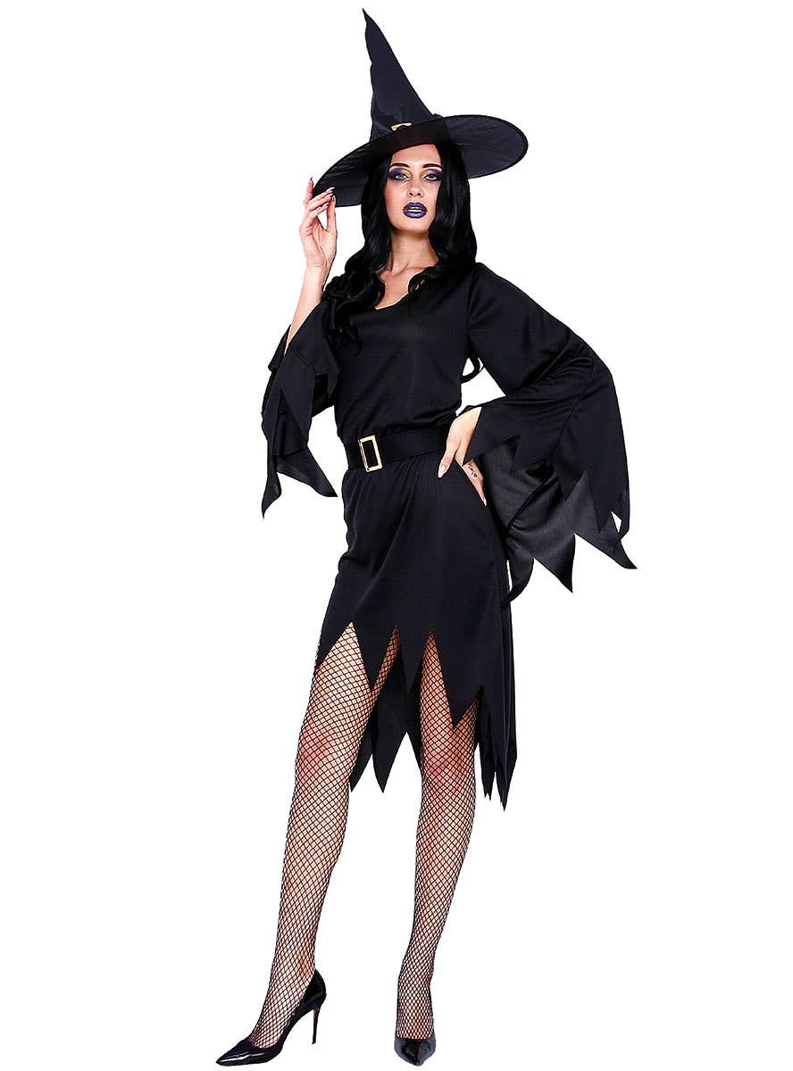 Classic Black Sexy Witch Halloween Costume for Women - Alternate Image