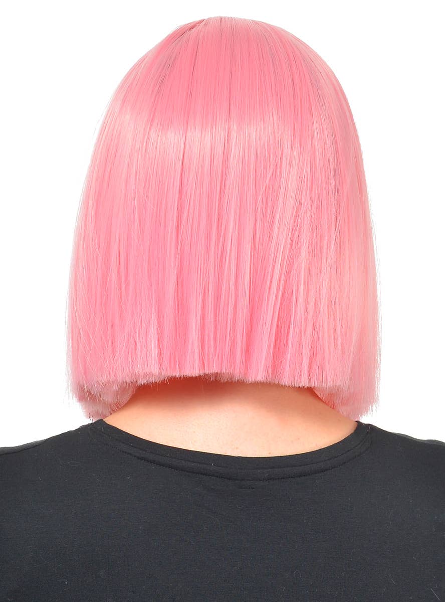 Image of Deluxe Light Pink Women's Heat Resistant Bob Costume Wig - Back View (Cut)