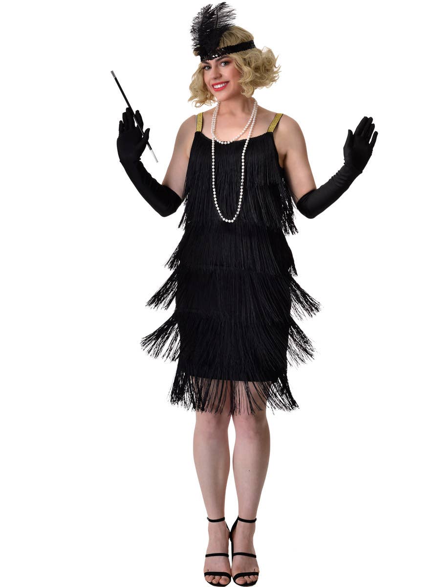 Image of Racy Black Tassel 1920's Flapper Womens Costume - Main Image