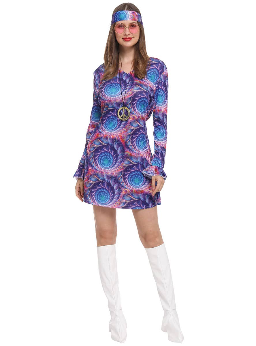 Purple 1970s Women's Hippie Costume - Alternate Image