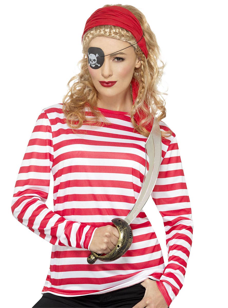 Image of Striped Red and White Women's Pirate Costume Shirt