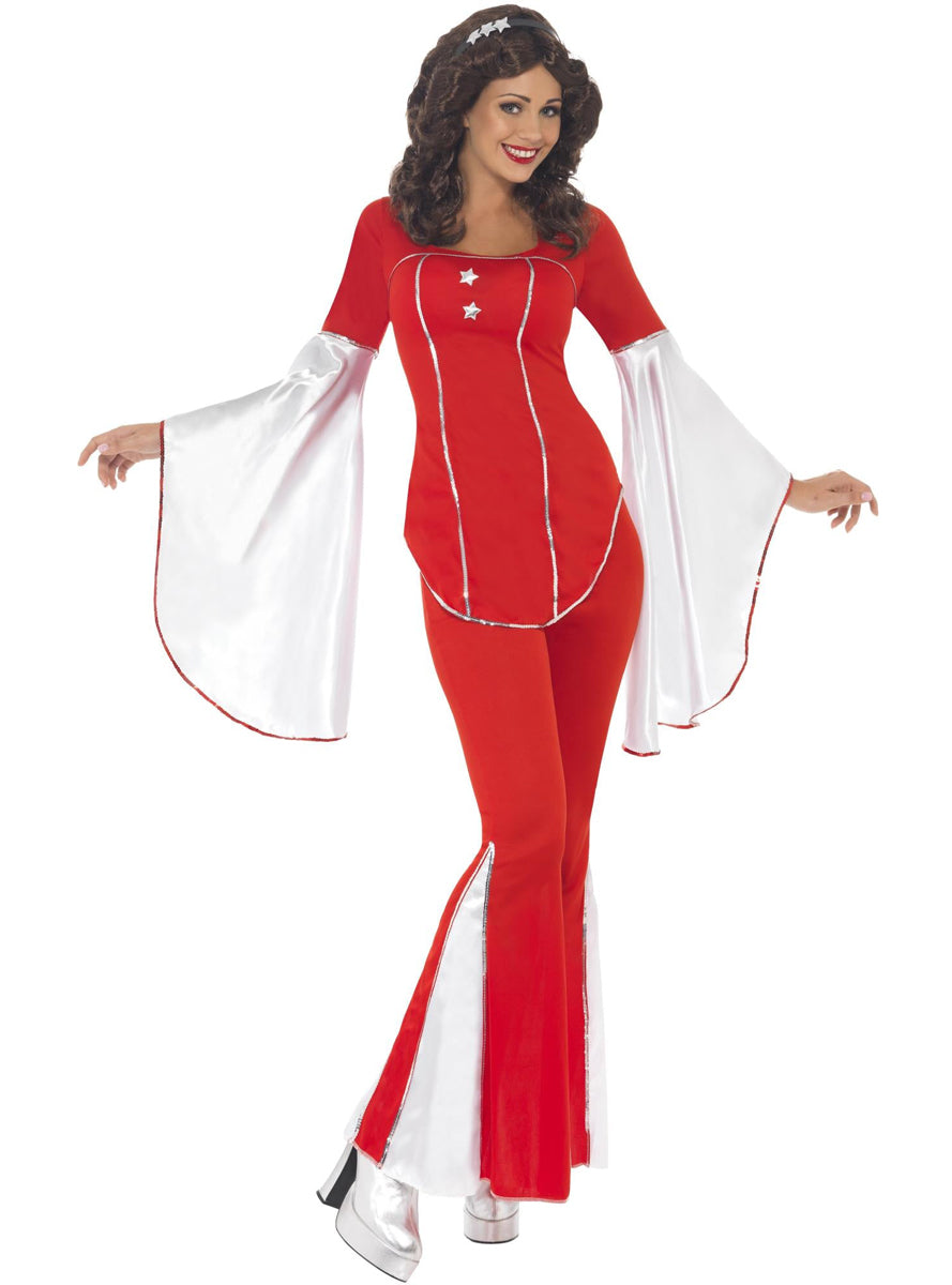 Plus Size Red ABBA Super Trooper Costume for Women - Front Image