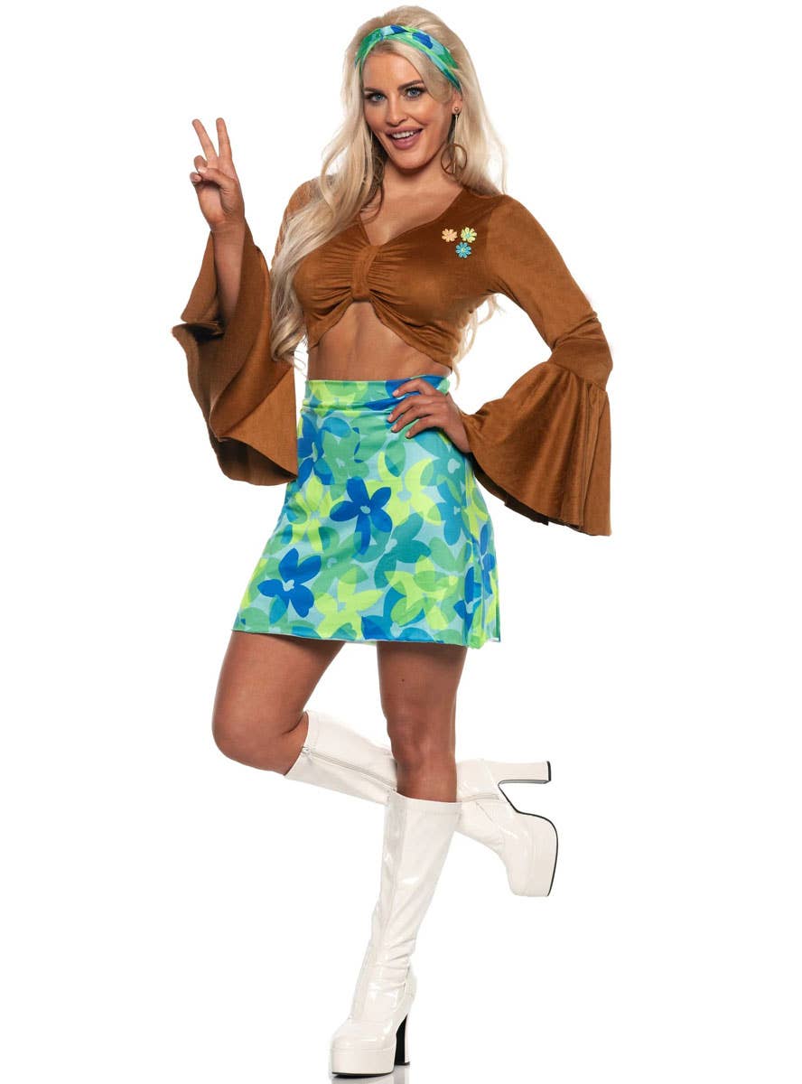 Sexy Two Piece Womens 1970s Hippie Costume