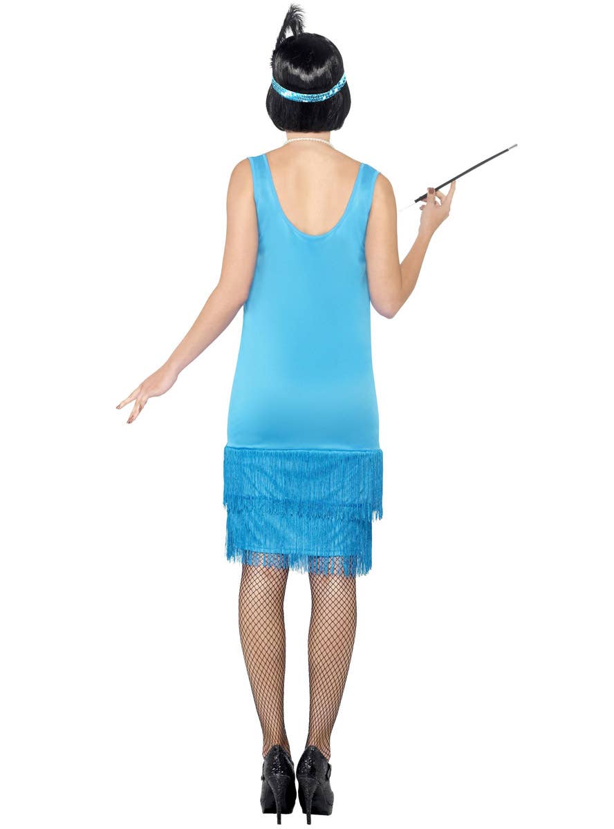 Image of Flirty Flapper Women's Blue 1920s Costume - Back View