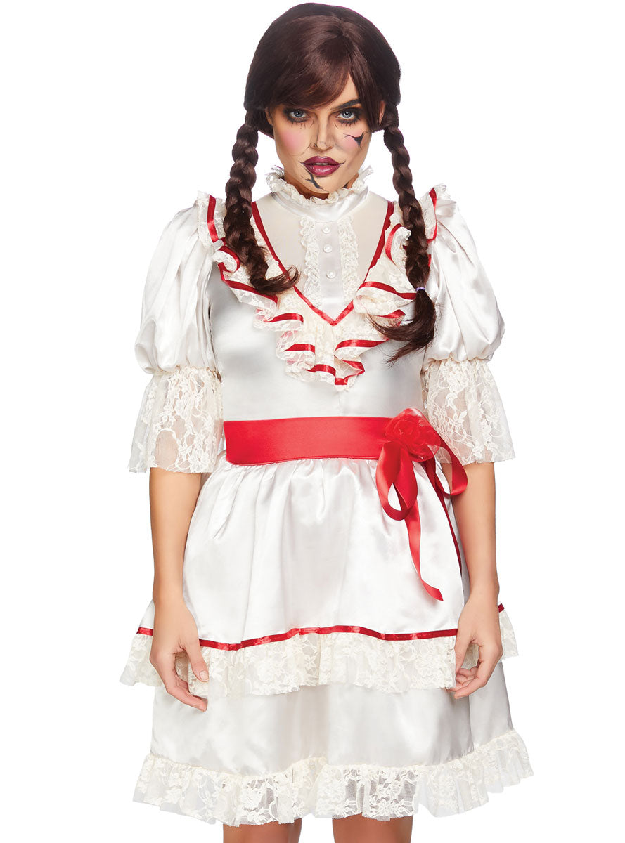 Women's Haunted Doll Annabelle Halloween Fancy Dress Costume - Close Alternate Image