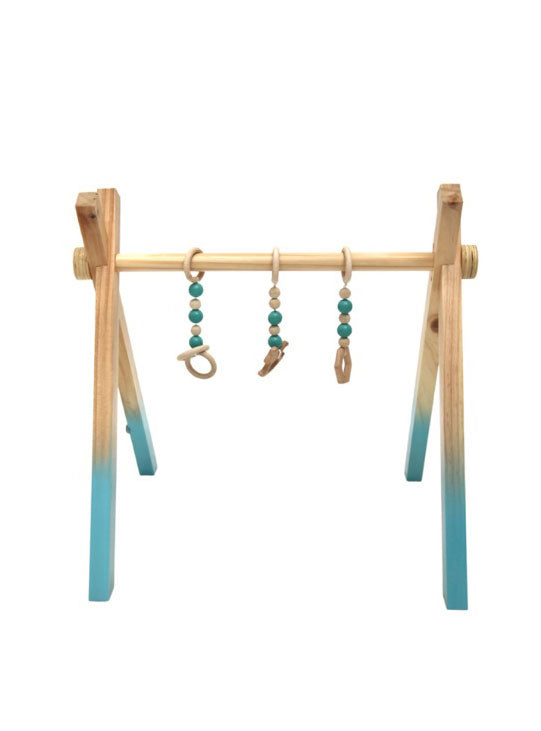 Wooden Baby Playgym With 3 Attached Wooden Toys - Back Image