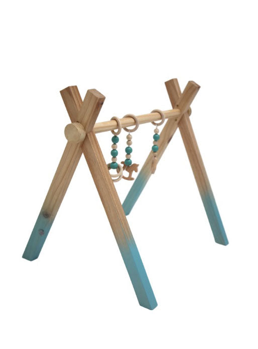 Wooden Baby Playgym With 3 Attached Wooden Toys - Main Image