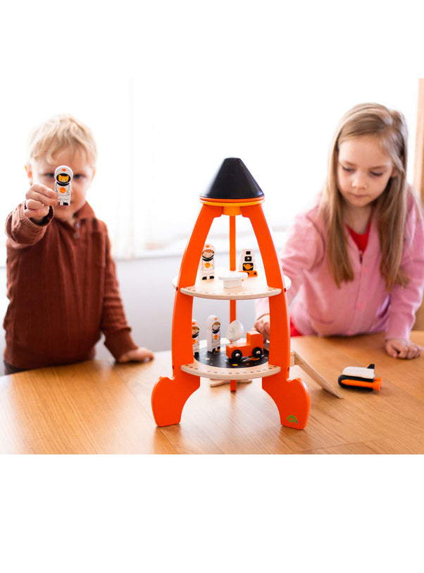 Wooden Cosmic Rocket Toy Set - Lifestyle Image 8