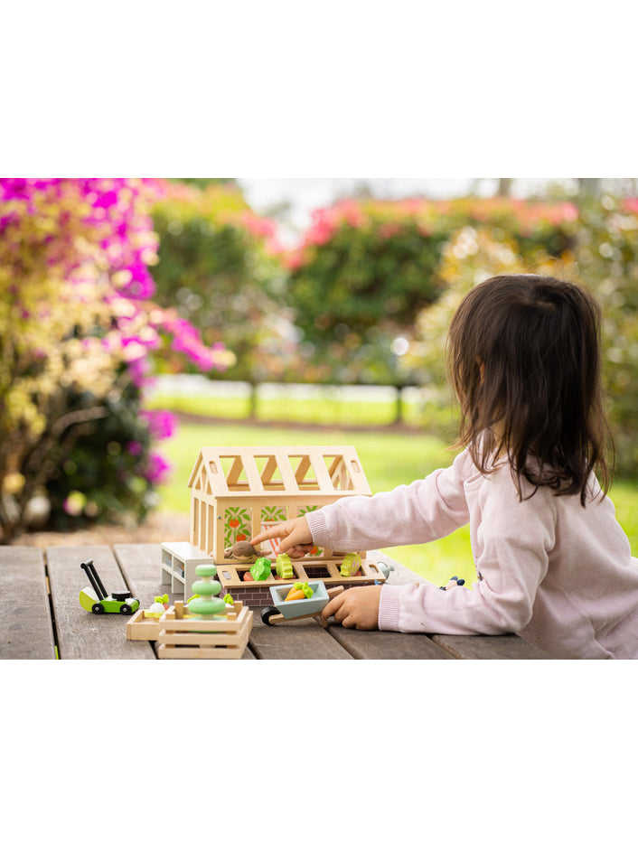 Wooden Doll House Greenhouse And Garden - Lifestyle Image 6