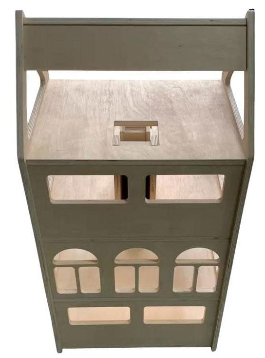 Kids Tall Wooden Dollhouse - Back Image