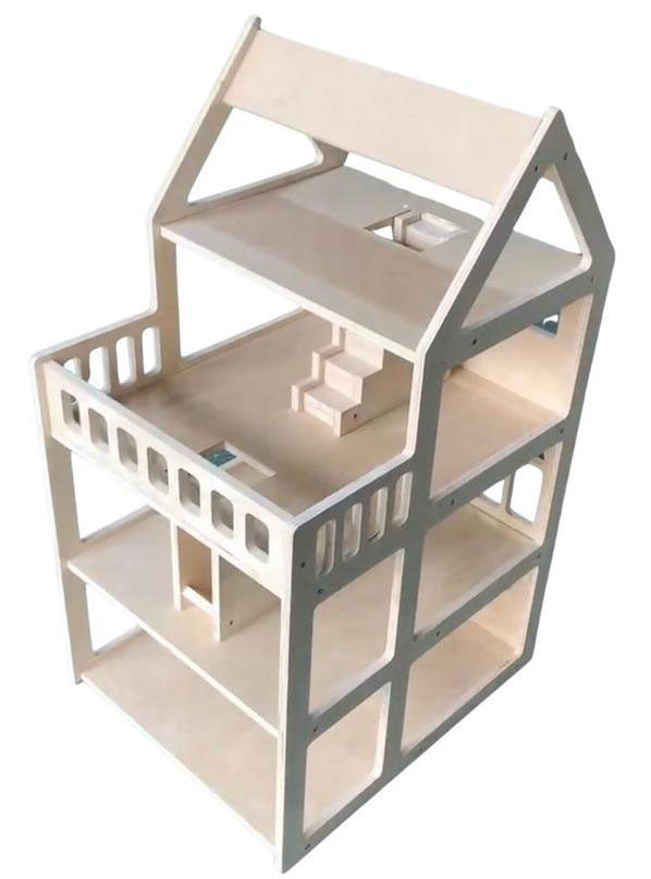 Kids Tall Wooden Dollhouse - Main Image