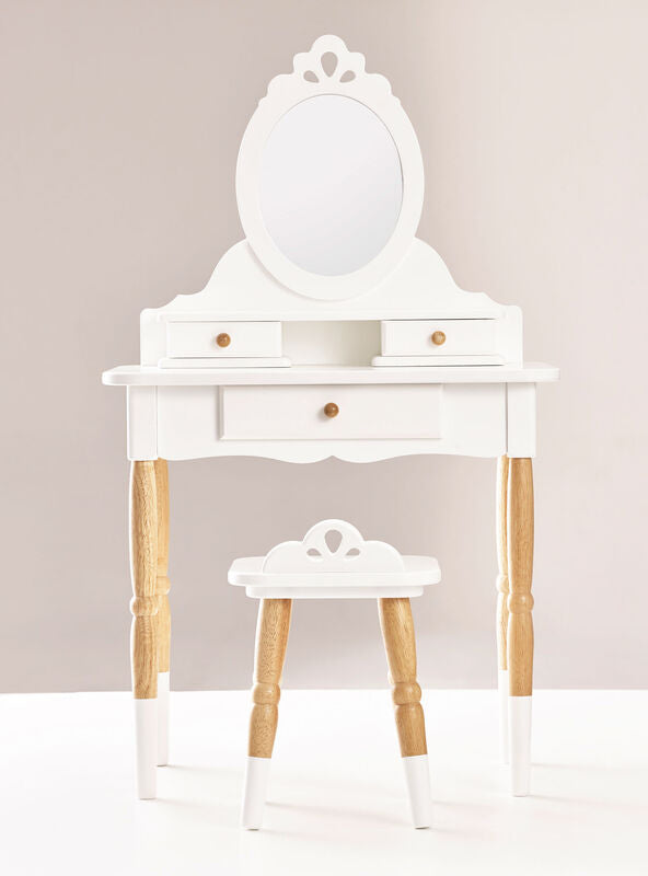 Wooden White Princess Vanity And Stool Set For Girls - Alternate Image