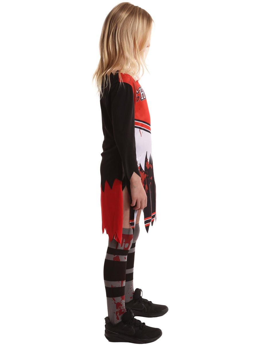 Zombie Cheerleader Girls Halloween Costume - Side Image 2