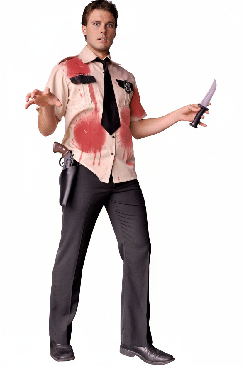 Blood Soaked Zombie Night Guard Halloween Costume for Men - Main Image