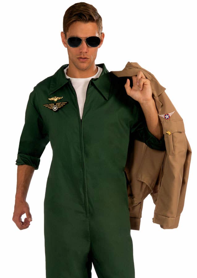 Aviator Men's Costume Flightsuit Men's Top Gun Costume