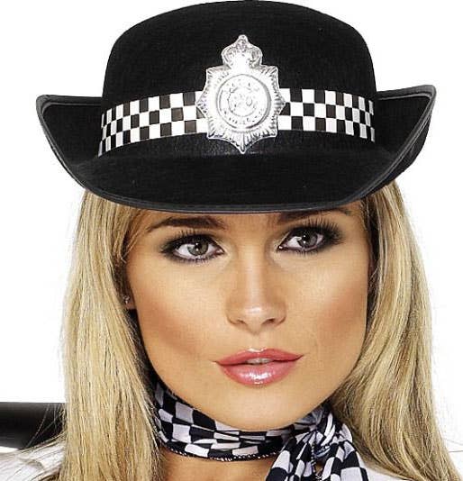 Police Women's Bowler Hat, Cop Black Bowler Costume Hat