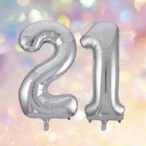 Silver number 2 and 1 foil balloon
