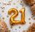 Gold number 21 foil Balloons and Confetti