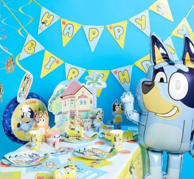 Image of Bluey Theme Party Supplies on Table