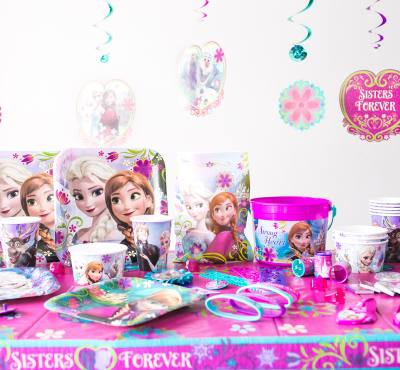 Image of Frozen Theme Party Supplies on Table