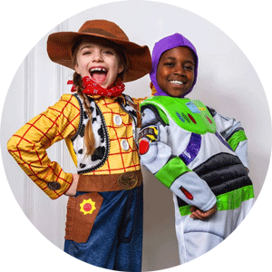 Image of a Girl Wearing a Woody Costume and a Boy Wearing a Buzz Lightyear Costume