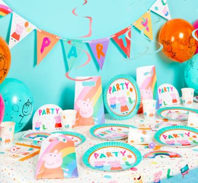Image of Peppa Pig Party Supplies on a Table