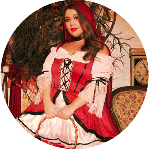 Image of a Plus Size Woman Wearing a Red Riding Hood Costume