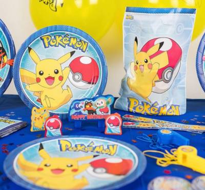 Image of Pokemon Theme Party Supplies on Table