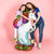 Image of a girl and her mum hugging a standing unicorn balloon.