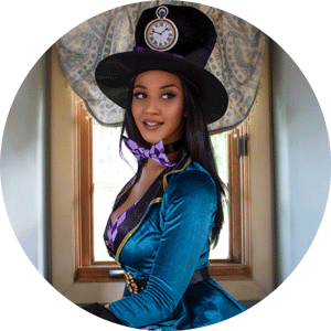 Image of a Woman Wearing a Mad Hatter Costume