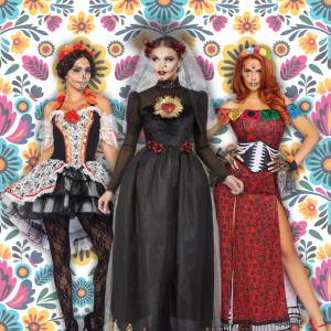 knee length dresses for ladies Day of The Dead Color Guard Costume Uniform