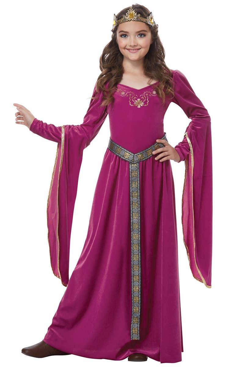 Girls Pink Medieval Princess Fancy Dress Costume Main Image