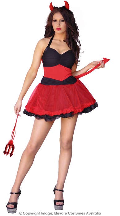 Black and Red Devil Women's Halloween Costume - Main Image