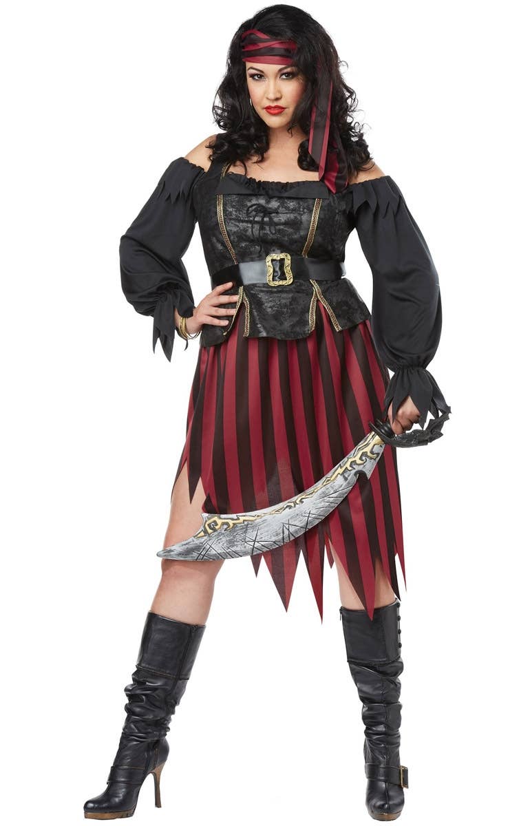 Queen Of The High Seas Women's Plus Size Pirate Wench Halloween Costume