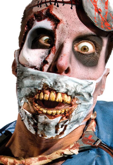 Blood Splattered Biohazard Zombie Surgical Costume Mask