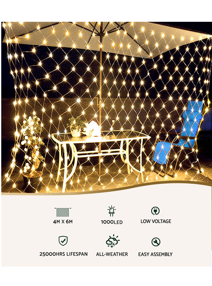 Warm White 1000 Bulb Net String Christmas Lights - Information Image 1