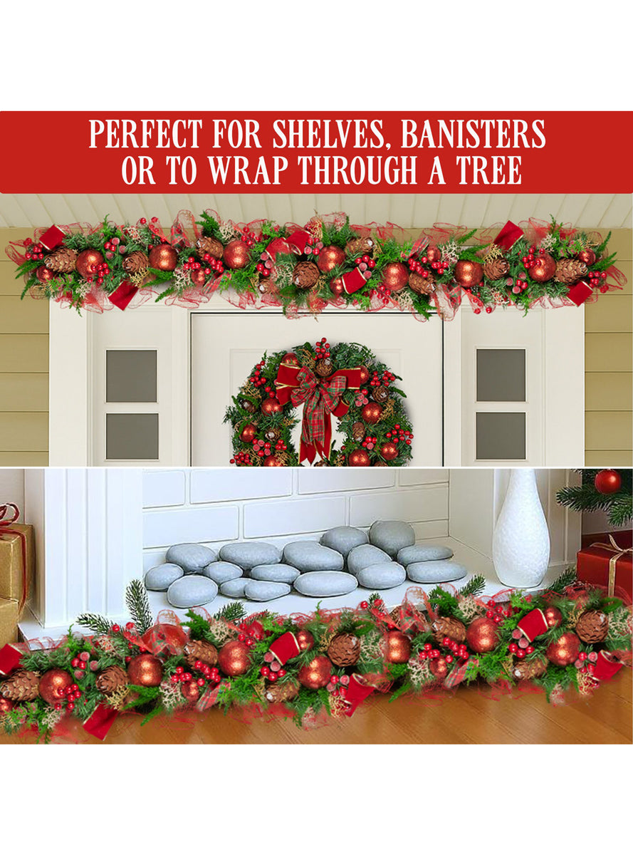 100cm Christmas Garland with Red Decorations - Info Image 4
