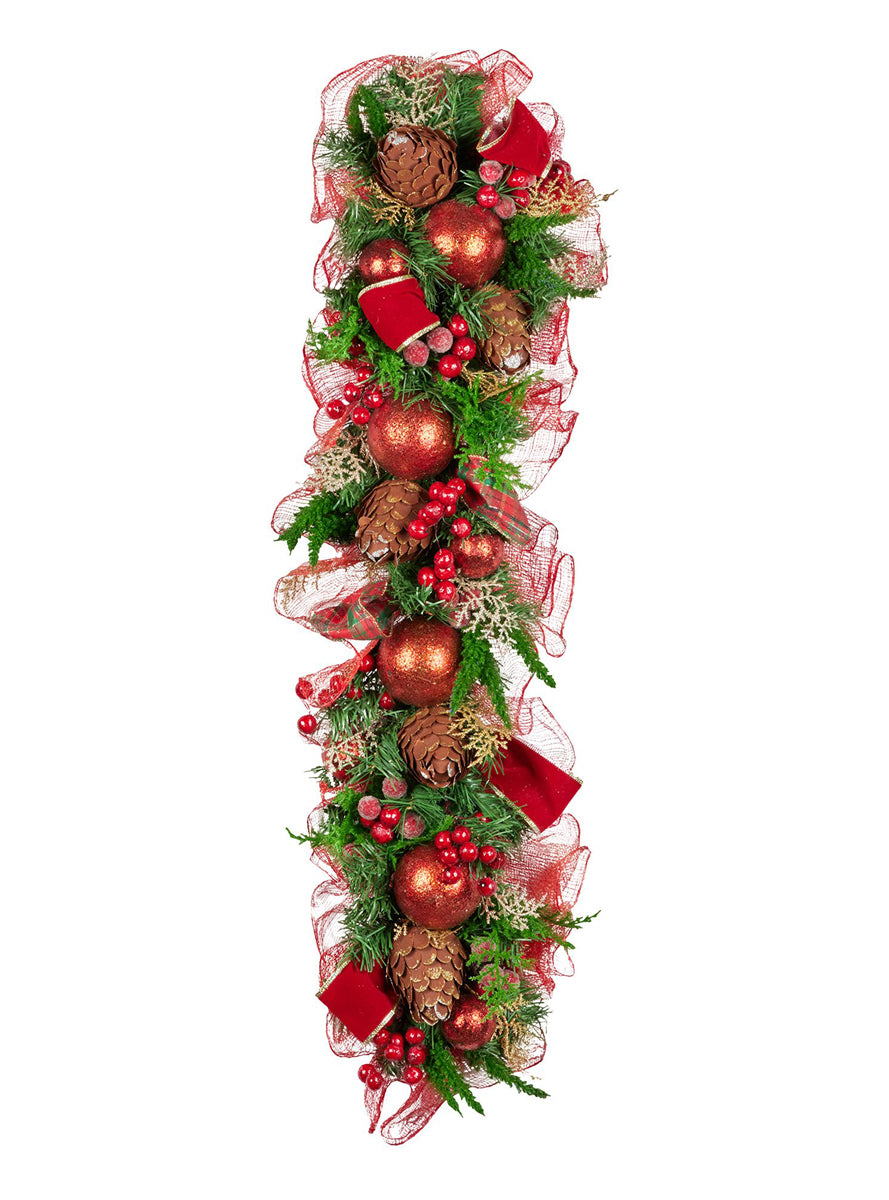 100cm Christmas Garland with Red Decorations - Main Image