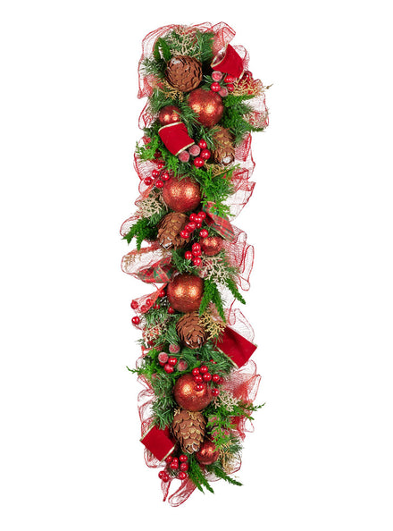 100cm Christmas Garland with Red Decorations - Main Image