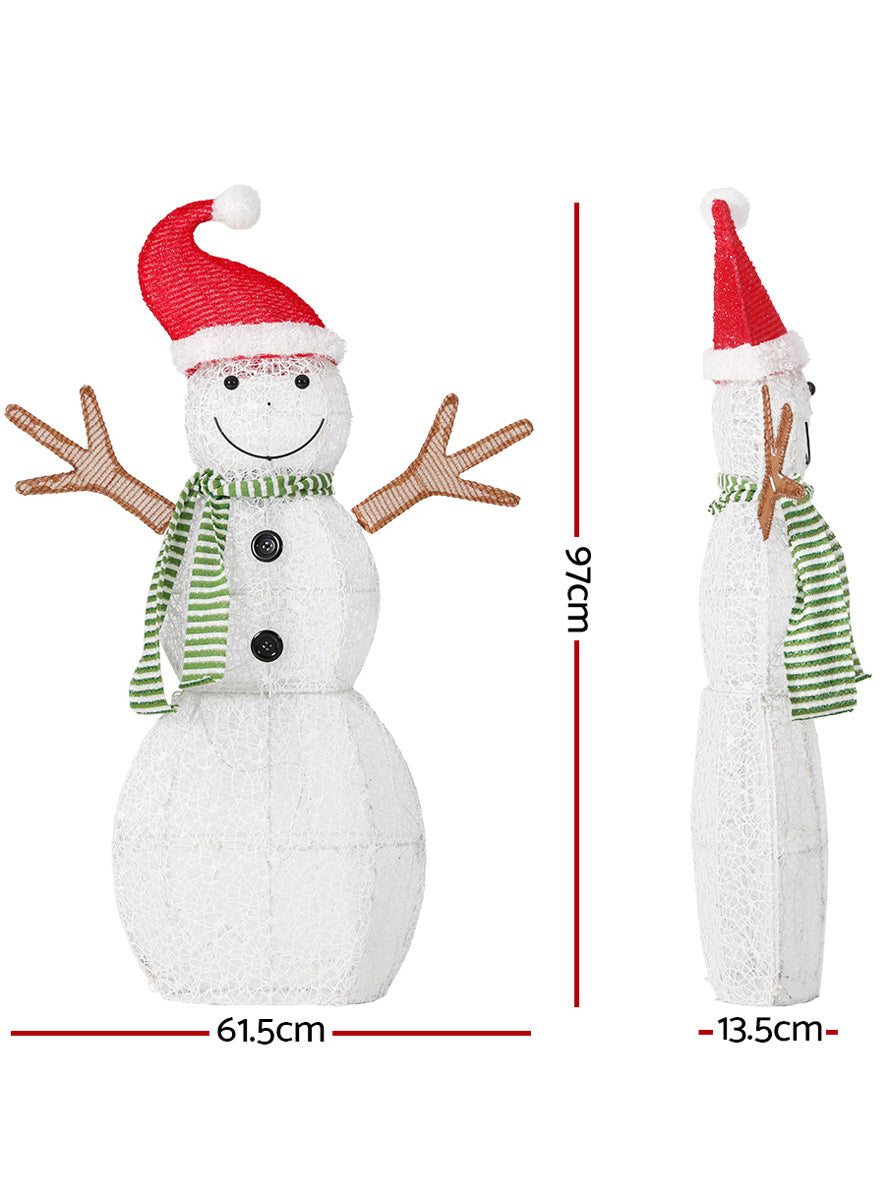 100cm Light Up Christmas Snowman Decoration - Dimensions Image
