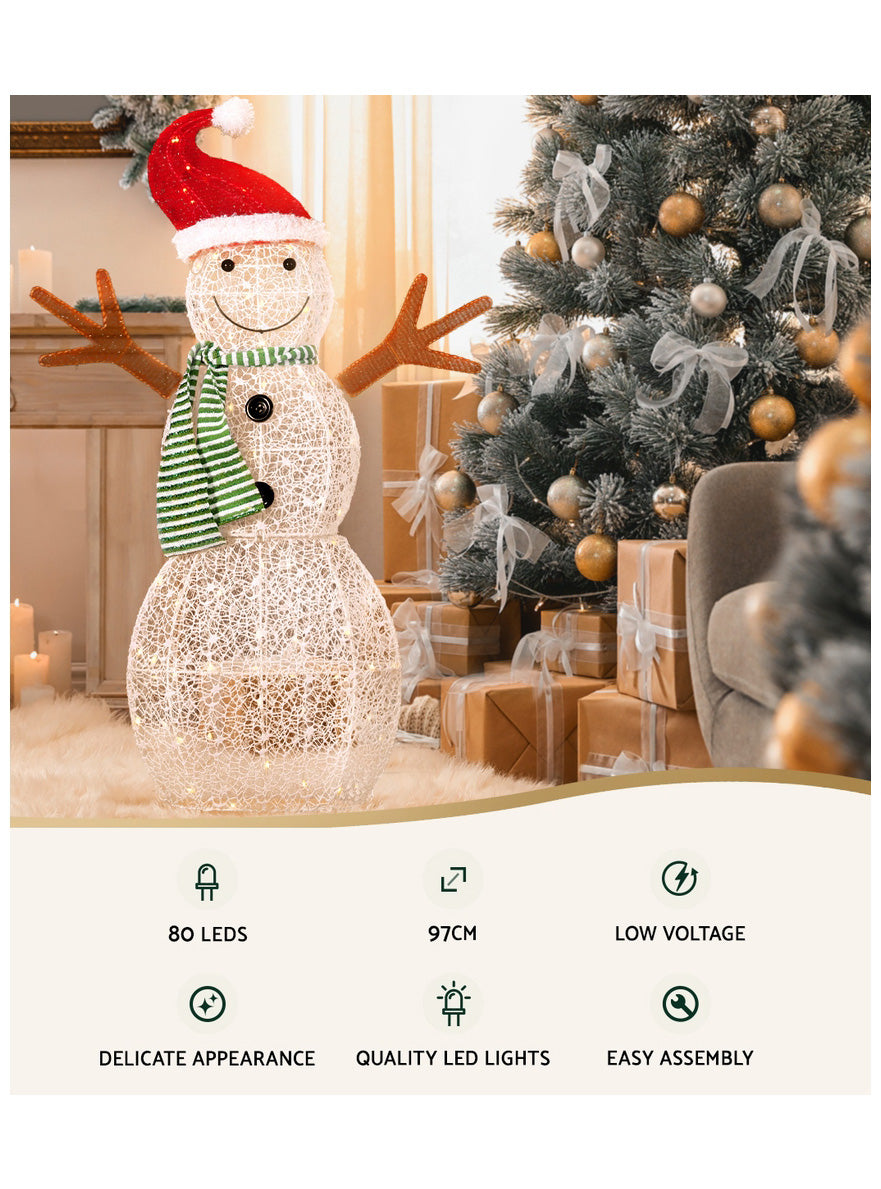 100cm Light Up Christmas Snowman Decoration - Information Image 1