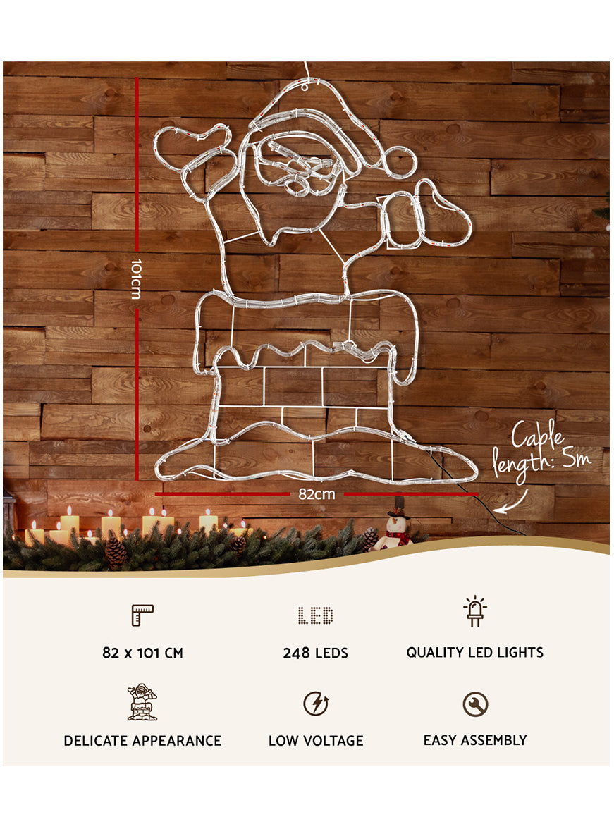 Red and White Santa Rope Light Decoration 100cm - Info Image 1
