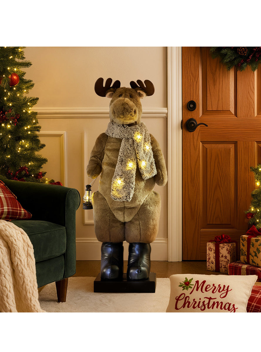 Animated Musical Christmas Moose Decoration 110cm - Alternate Image