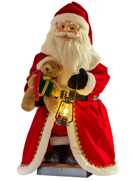 110cm Standing LED Animated Christabelle Santa Claus Lantern Christmas Decoration - Main Image