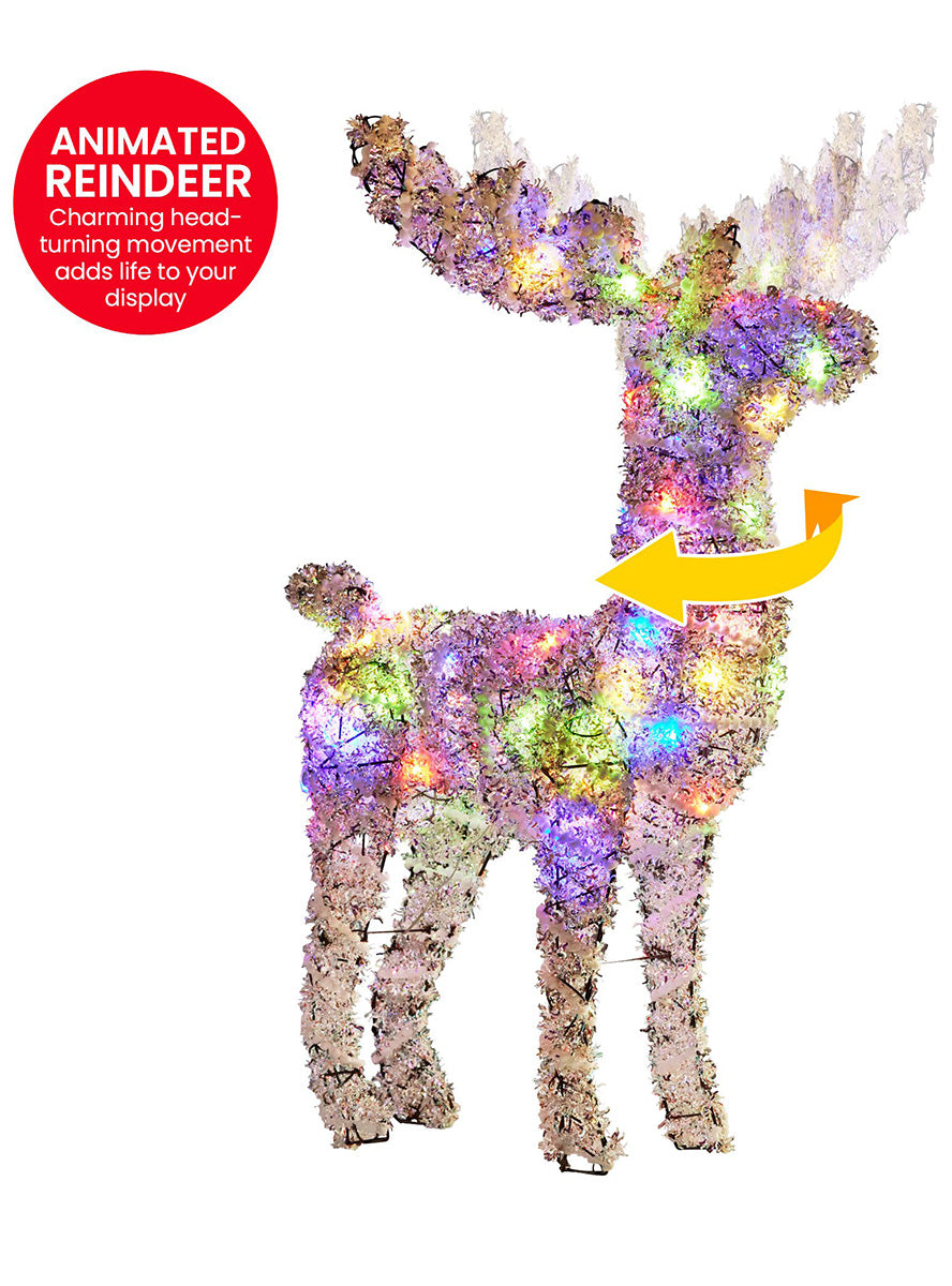 112cm Christabelle Light Up Animated LED Reindeer Christmas Decoration - Animated Details Image
