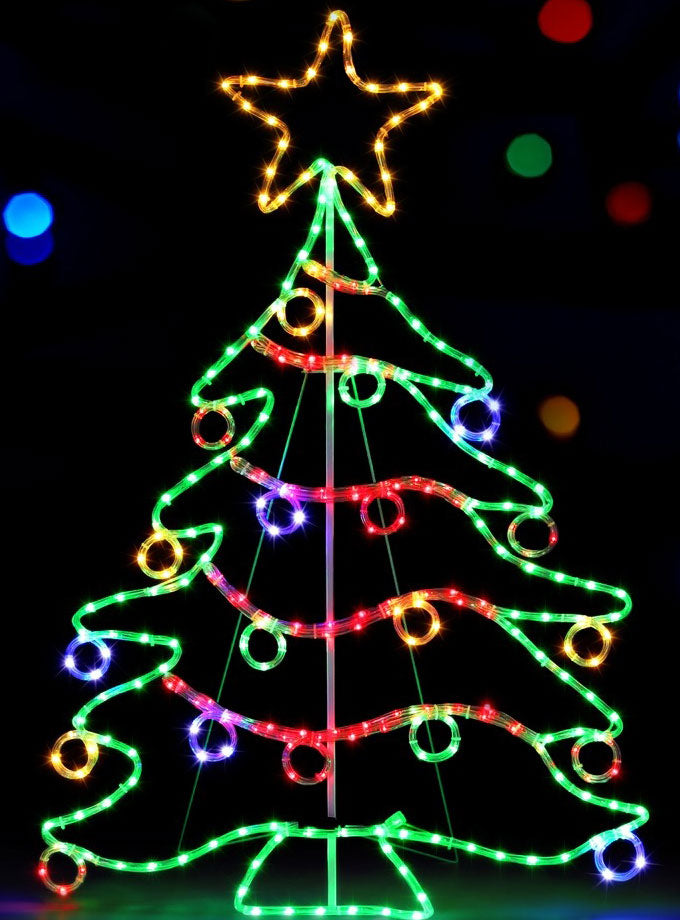 Rainbow LED Christmas Tree Rope Light Decoration 118cm Indoor Or Outdoor Alternate Image